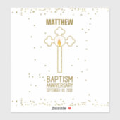 バプテスマ金ゴールド十字記念日パーソナライズされた シール (シート)