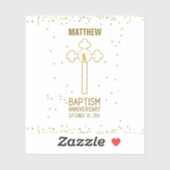 バプテスマ金ゴールド十字記念日パーソナライズされた シール (シート)