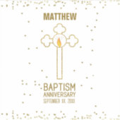 バプテスマ金ゴールド十字記念日パーソナライズされた シール (正面)