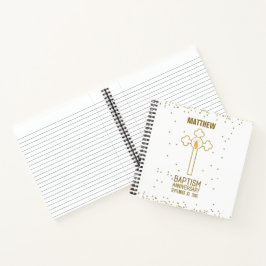 バプテスマ金ゴールド十字記念日パーソナライズされた ノートブック