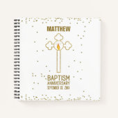 バプテスマ金ゴールド十字記念日パーソナライズされた ノートブック (正面)