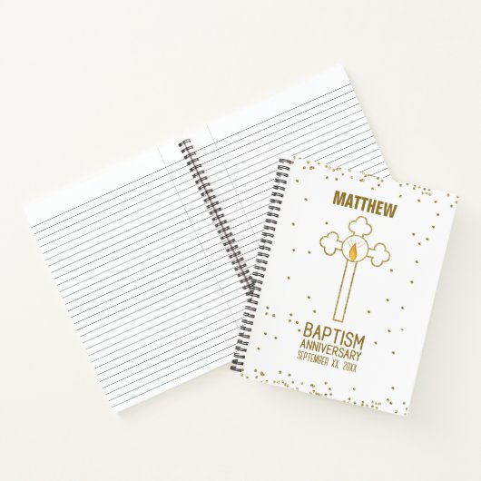 バプテスマ金ゴールド十字記念日パーソナライズされた ノートブック (内部)