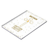 バプテスマ金ゴールド十字記念日パーソナライズされた ノートブック (左側)