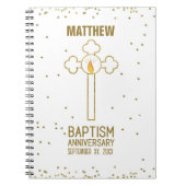 バプテスマ金ゴールド十字記念日パーソナライズされた ノートブック (正面)