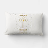 バプテスマ金ゴールド十字記念日パーソナライズされた ランバークッション (正面)