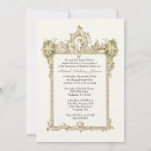 バプテスマ金ゴールド天使フローラヴィンテージ 招待状 (正面)