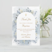 バプテスマ青い水色の葉のサンキューカード 招待状 (スタンド正面)