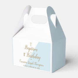 バプテスマ1歳男の赤ちゃんブルー金ゴールドユー フェイバーボックス