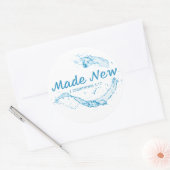 バプテスマ2コリント5:17キリスト・イエス・キリストに新しくなった ラウンドシール (封筒)