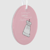 バプテスマ・ガウン・オン・ピンクパーソナライズされた オーナメント (正面)