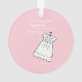 バプテスマ・ガウン・オン・ピンクパーソナライズされた オーナメント (裏面)