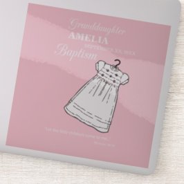 バプテスマ・ガウン・オン・ピンクパーソナライズされた シール