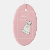 バプテスマ・ガウン・オン・ピンクパーソナライズされた セラミックオーナメント (右)