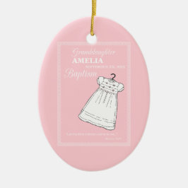 バプテスマ・ガウン・オン・ピンクパーソナライズされた セラミックオーナメント