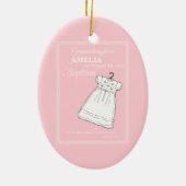 バプテスマ・ガウン・オン・ピンクパーソナライズされた セラミックオーナメント (裏面)