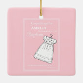 バプテスマ・ガウン・オン・ピンクパーソナライズされた セラミックオーナメント (裏面)
