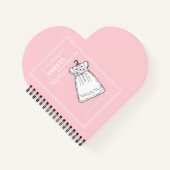 バプテスマ・ガウン・オン・ピンクパーソナライズされた ノートブック (正面)