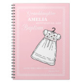 バプテスマ・ガウン・オン・ピンクパーソナライズされた ノートブック (正面)