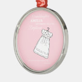 バプテスマ・ガウン・オン・ピンクパーソナライズされた メタルオーナメント (左)