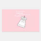 バプテスマ・ガウン・オン・ピンクパーソナライズされた 長方形シール (正面)