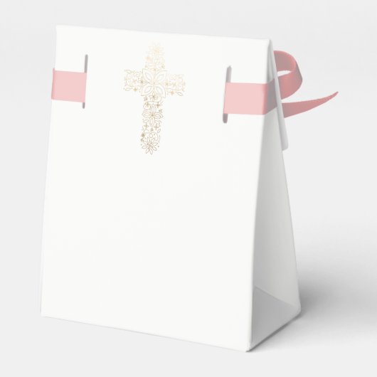 バプテスマ，《キリスト教》洗礼式や命名式の好意ボックス – 女の子，金ゴールドクロス フェイバーボックス (裏面サイド)