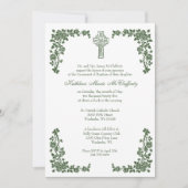 バプテスマ《キリスト教》洗礼式や命名式アイリッシュグリーンケルト十字 招待状 (正面)