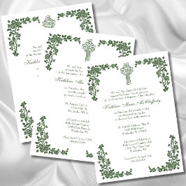 バプテスマ《キリスト教》洗礼式や命名式アイリッシュグリーンケルト十字 招待状