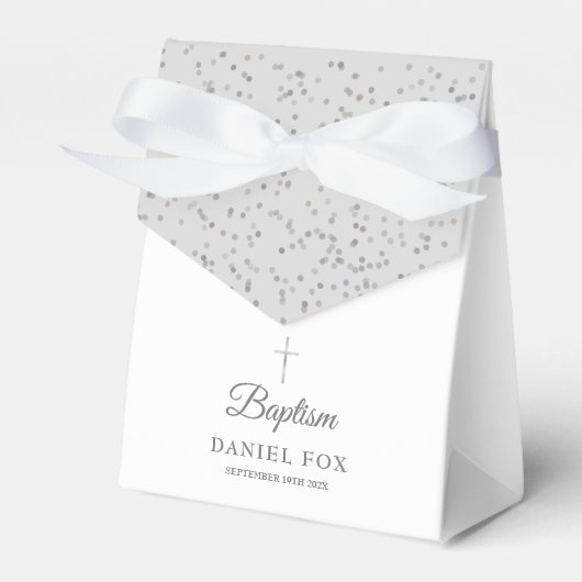 バプテスマ《キリスト教》洗礼式や命名式エレガントシルバースターダスト フェイバーボックス (正面サイド)
