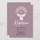 バプテスマ《キリスト教》洗礼式や命名式エンジェルとレインボー招待状 招待状 (正面/裏面)