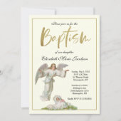 バプテスマ《キリスト教》洗礼式や命名式エンジェルアンドベビーガール 招待状 (正面)
