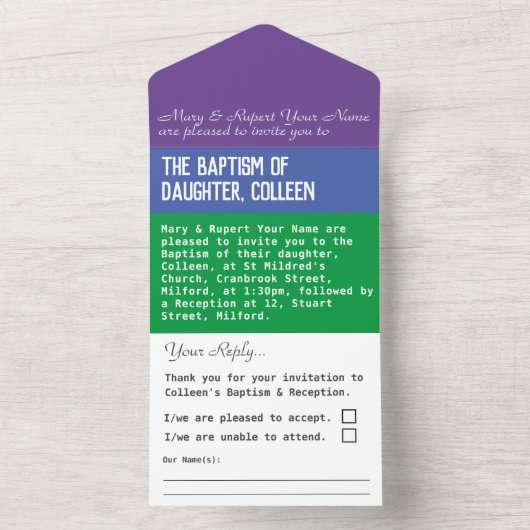 バプテスマ《キリスト教》洗礼式や命名式オールインワン招待状 オールインワン招待状 (内側)