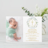 バプテスマ《キリスト教》洗礼式や命名式ガーランド金ゴールドクロスフォト 招待状 (スタンド正面)