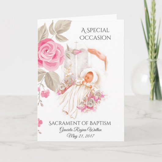バプテスマ《キリスト教》洗礼式や命名式ガール招待状 招待状 (正面)