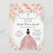 バプテスマ《キリスト教》洗礼式や命名式ガール赤面フローラバラシルバー 招待状 (正面/裏面)
