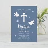 バプテスマ《キリスト教》洗礼式や命名式クロスアンドドーブ招待状 招待状 (スタンド正面)