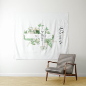 バプテスマ《キリスト教》洗礼式や命名式クロスグリーンリーウェルカムサイン タペストリー (インサイチュ(横))