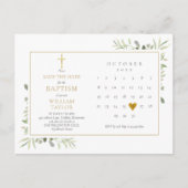 バプテスマ《キリスト教》洗礼式や命名式グリーンリザーブザデイト 案内ポストカード (正面)