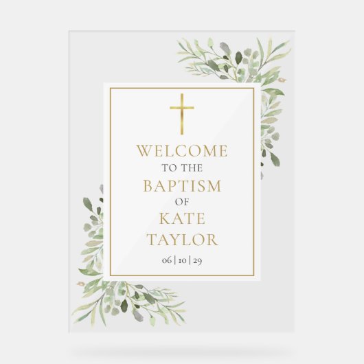 バプテスマ《キリスト教》洗礼式や命名式グリーンリーウェルカムサイン アクリルサイン (正面)