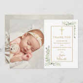 バプテスマ《キリスト教》洗礼式や命名式グリーンリーウォーター色2写真 サンキューカード (正面/裏面)