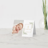 バプテスマ《キリスト教》洗礼式や命名式グリーンリー写真サンキューカード サンキューカード (正面)