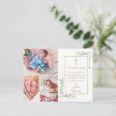 バプテスマ《キリスト教》洗礼式や命名式グリーンリー3 Photo Thank You ポストカード (スタンド正面)