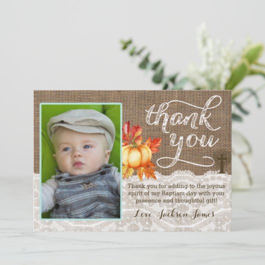 バプテスマ《キリスト教》洗礼式や命名式サンキューカードカボチャ・クロス サンキューカード (スタンド正面)