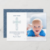 バプテスマ,《キリスト教》洗礼式や命名式サンキューカード-ベビー写真 招待状 (正面/裏面)