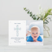 バプテスマ，《キリスト教》洗礼式や命名式サンキューカード-ベビー写真 招待状 (スタンド正面)