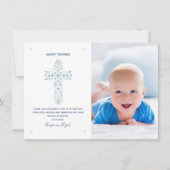 バプテスマ，《キリスト教》洗礼式や命名式サンキューカード-ベビー写真 招待状 (正面)