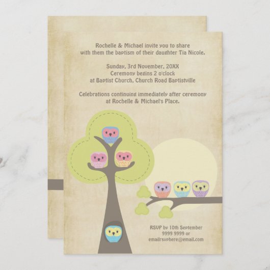 バプテスマ《キリスト教》洗礼式や命名式セレモニーナイトフール招待状 招待状 (正面/裏面)