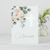 バプテスマ《キリスト教》洗礼式や命名式ソフトグリーン宗教十字架 招待状 (スタンド正面)