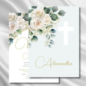 バプテスマ《キリスト教》洗礼式や命名式ソフトグリーン宗教十字架 招待状