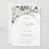 バプテスマ《キリスト教》洗礼式や命名式バラグリーン宗教的クロス 招待状 (裏面)