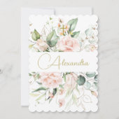 バプテスマ《キリスト教》洗礼式や命名式バラピンクエレガント宗教 招待状 (正面)